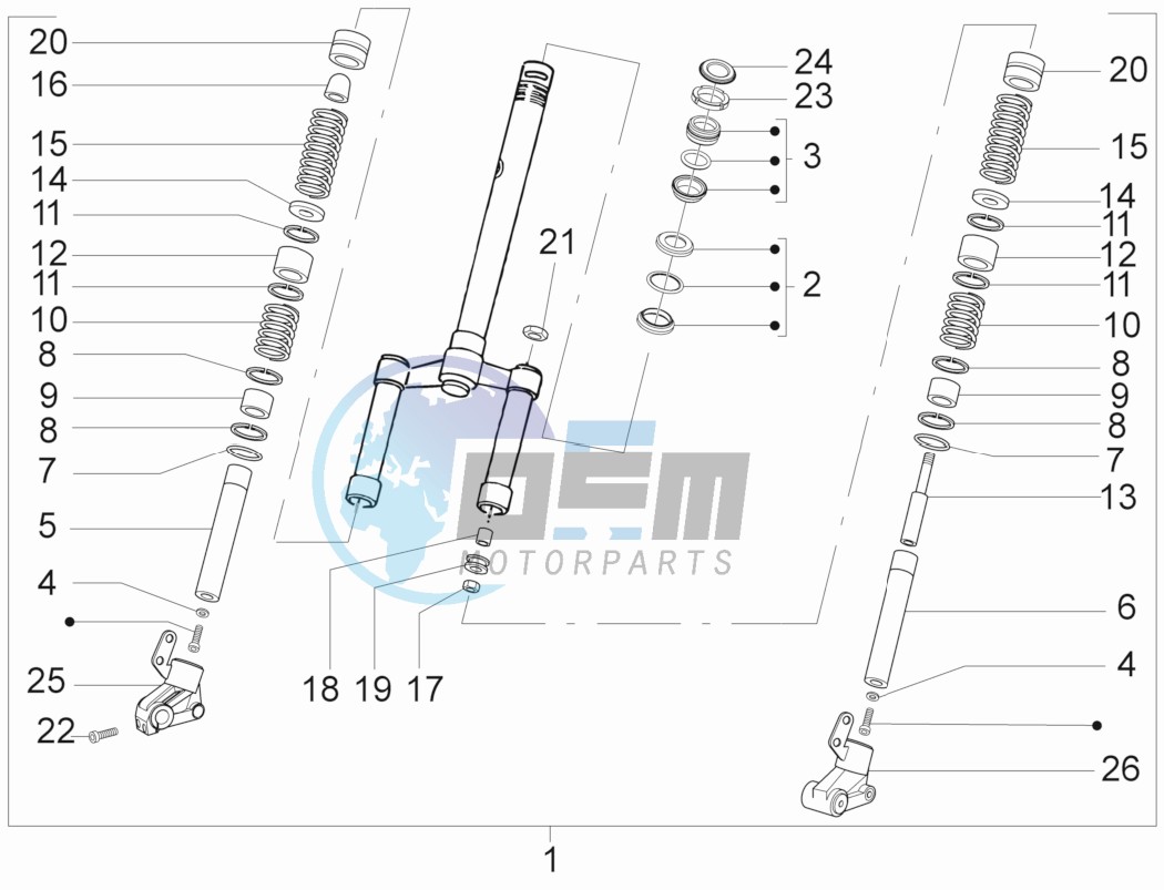 Fork steering tube - Steering bearing unit