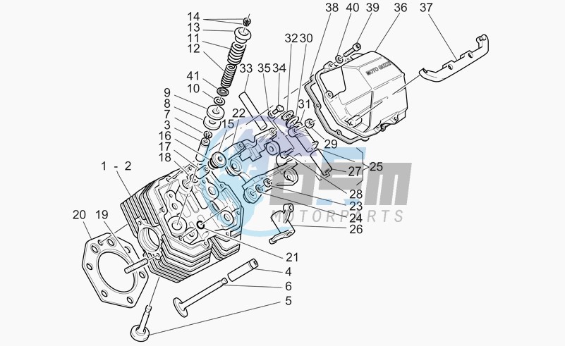 Cylinder head and valves