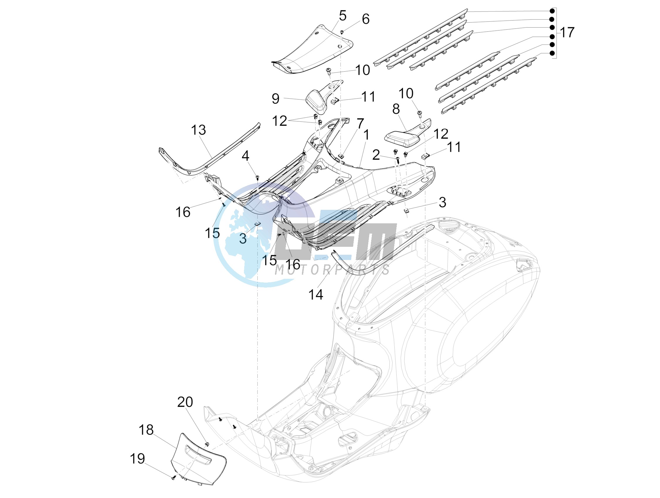 Central cover - Footrests