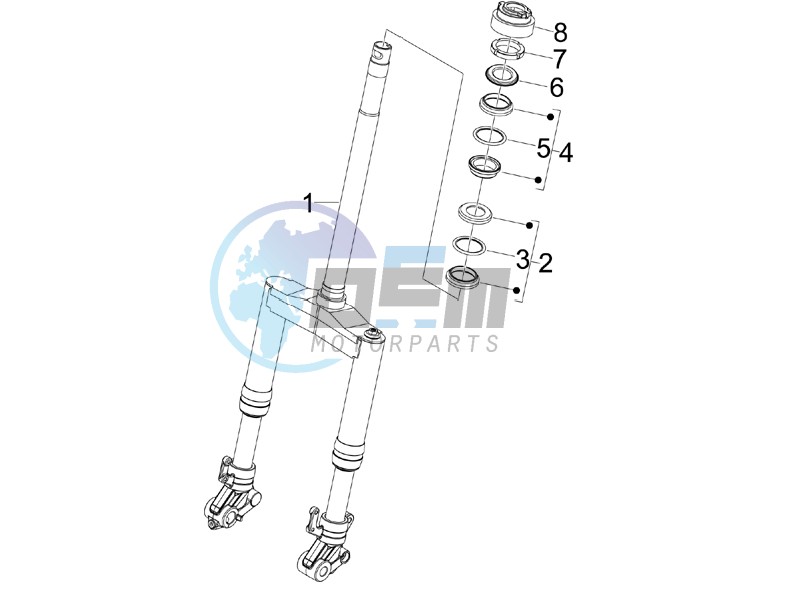 Fork/steering tube - Steering bearing unit