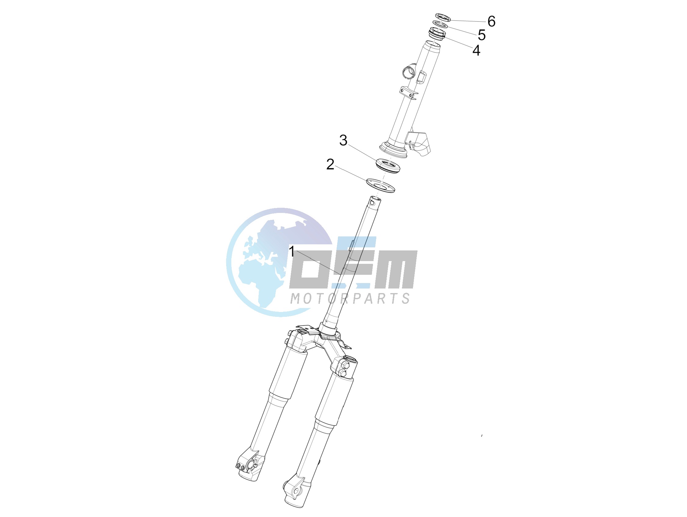 Fork steering tube - Steering bearing unit