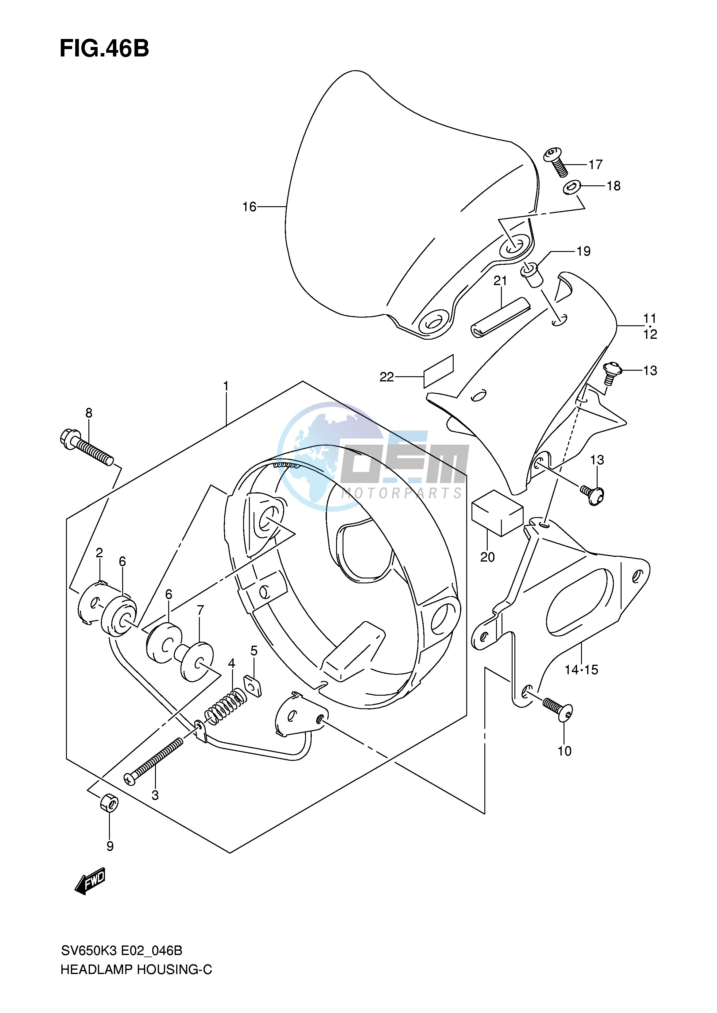 HEADLAMP HOUSING (SV650K7 UK7 AK7 UAK7)