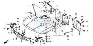 TRX250TE FOURTRAX RECON ES drawing FRONT FENDER ('02-'04)