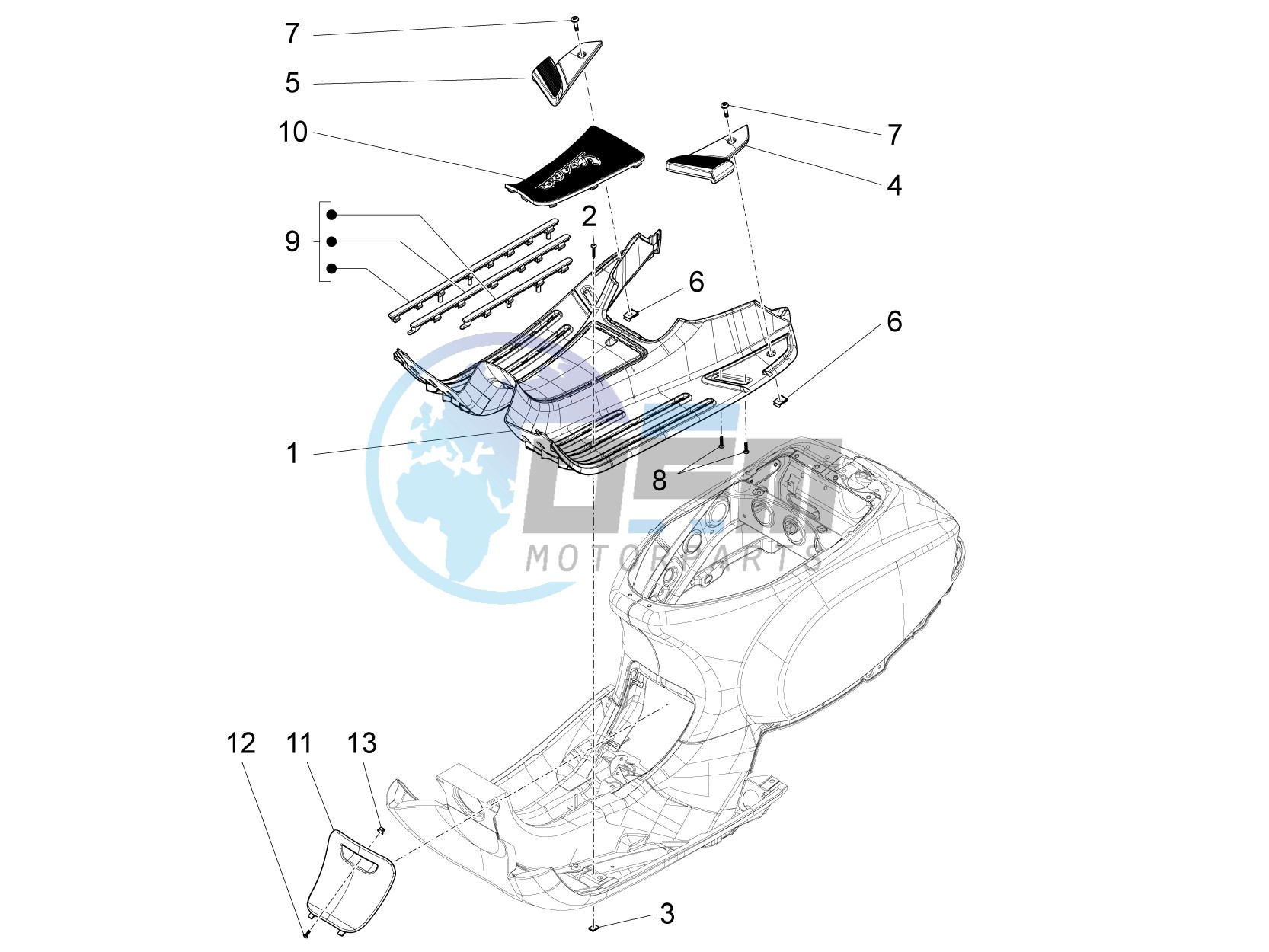 Central cover - Footrests