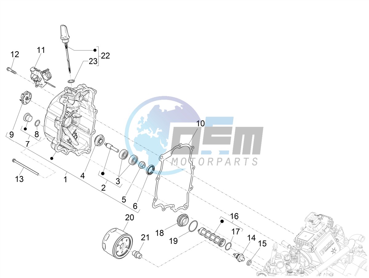 Flywheel magneto cover - Oil filter