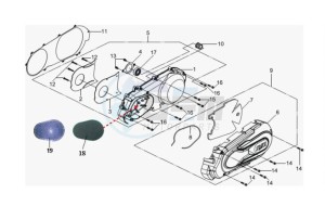 GTS 250 EURO 2 drawing CRANKCASE COVER LEFT