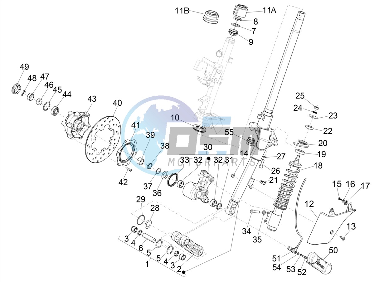 Fork/steering tube - Steering bearing unit