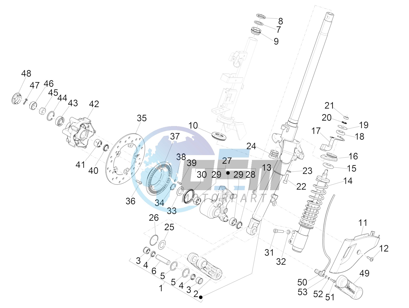 Fork/steering tube - Steering bearing unit