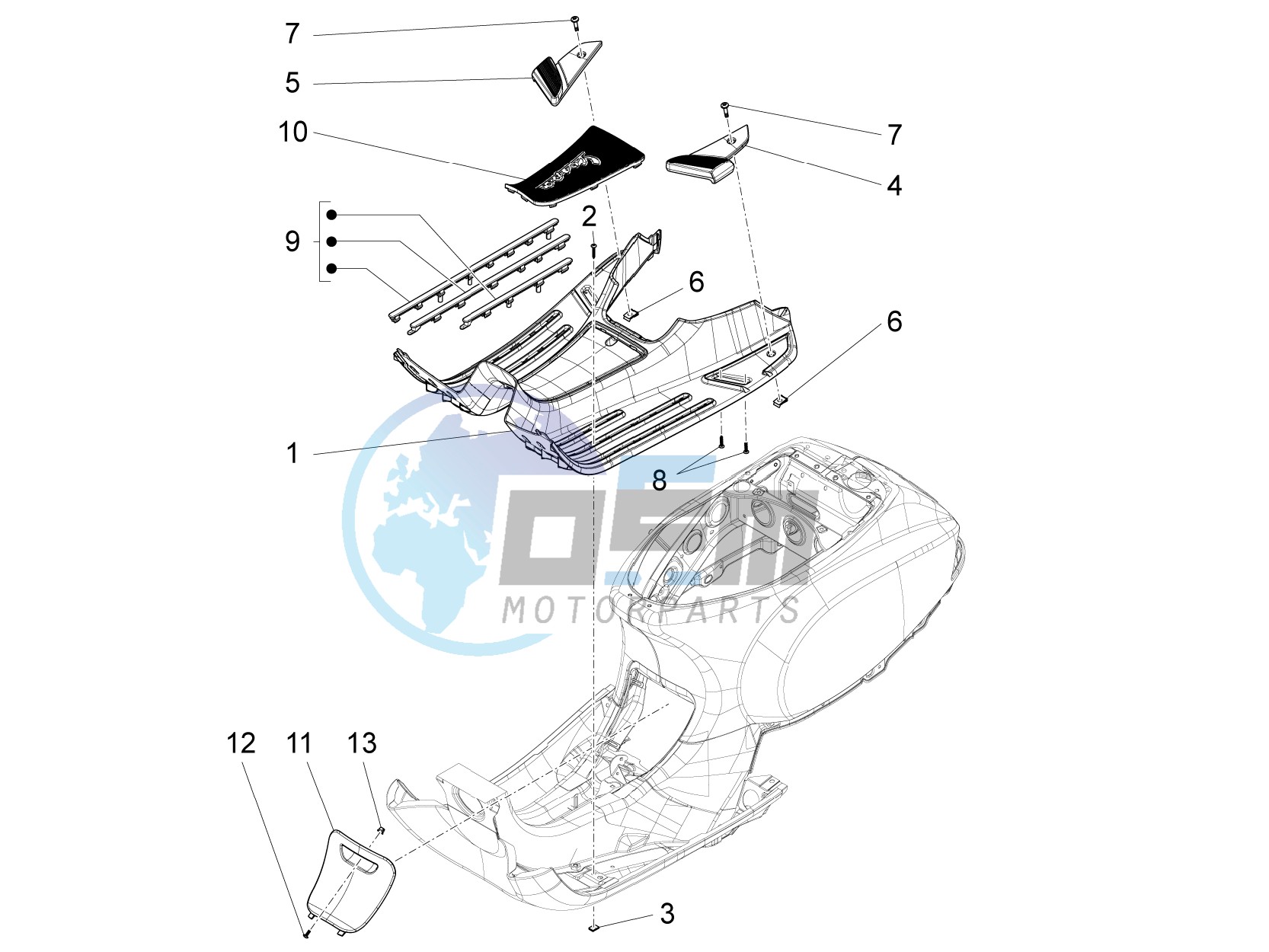 Central cover - Footrests