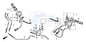 CB600F2 CB600S drawing HANDLE LEVER/SWITCH/ CABLE (2)