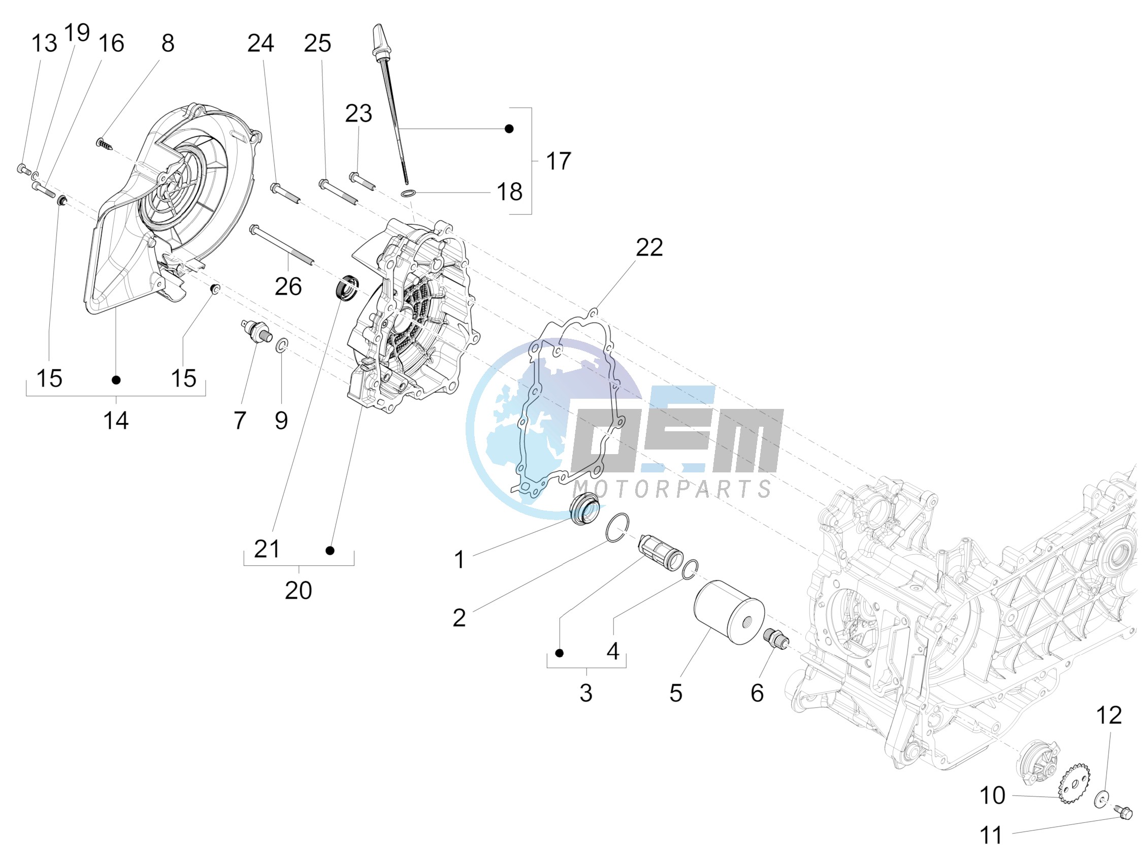 Flywheel magneto cover - Oil filter