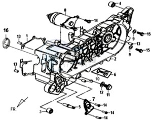 X'PRO 50 drawing CRANKCASE COVER LEFT