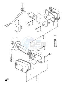 GSX600F (E2) Katana drawing TURN SIGNAL LAMP (MODEL T)