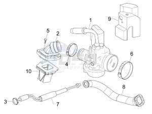 LXV 50 2T Navy drawing Carburettor  assembly - Union pipe