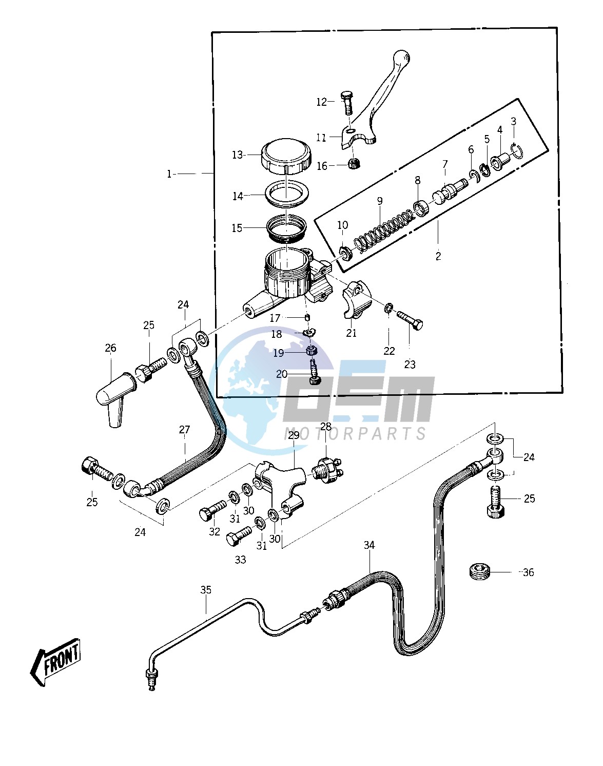 FRONT MASTER CYLINDER -- 74 -75 KZ400_KZ400D- -