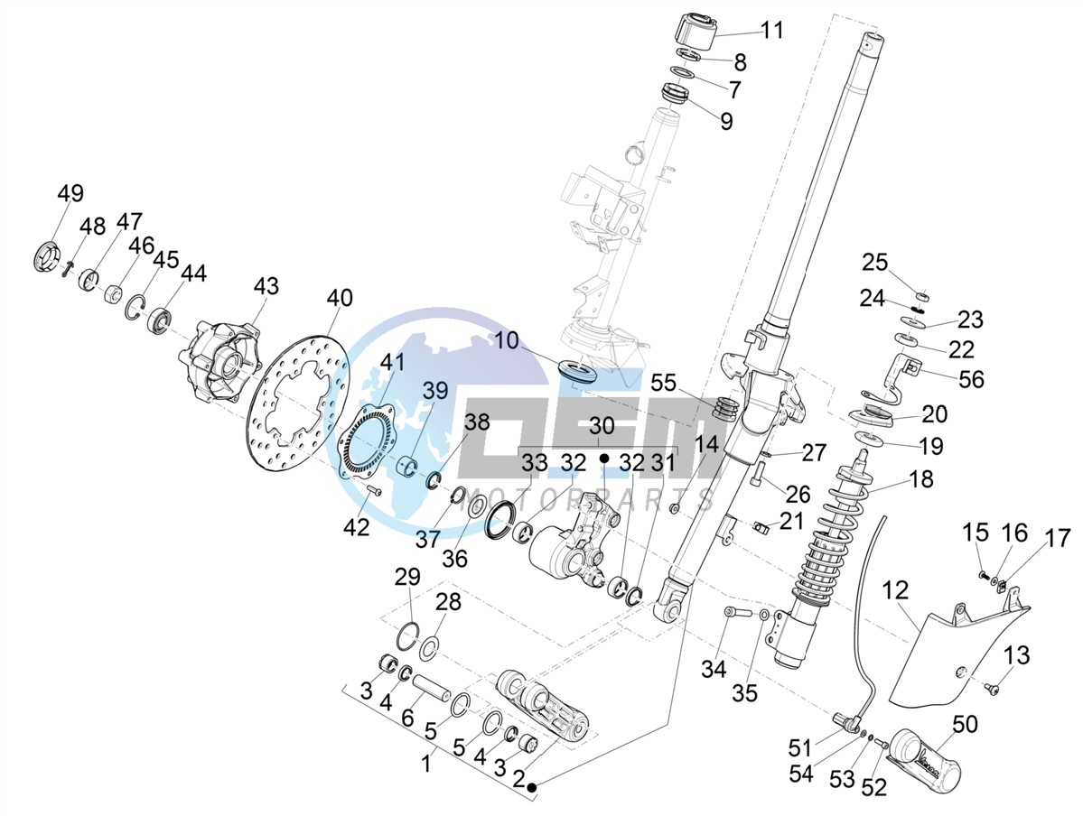 Fork/steering tube - Steering bearing unit