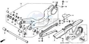 VFR800A9 France - (F / ABS CMF MME TWO) drawing SWINGARM