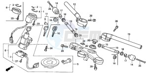 VTR1000F SUPER HAWK drawing HANDLE PIPE/TOP BRIDGE (1/2/3)