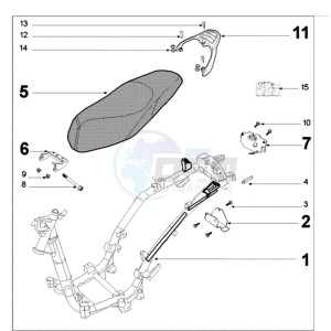 TWEET 50 X drawing FRAME AND SADDLE SMALL TANK