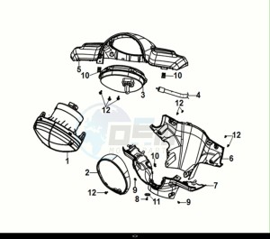 FIDDLE IV 125 (XG12WW-IT) (E5) (M1) drawing HANDLE COVER - HEAD LIGHT