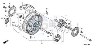 CB600FAD Hornet - CB600F ABS England - (3ED) drawing REAR WHEEL