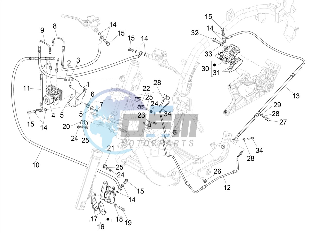 Brakes pipes - Calipers (ABS)