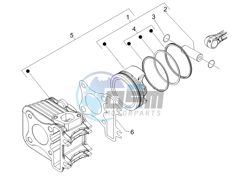 Cylinder-piston-wrist pin unit