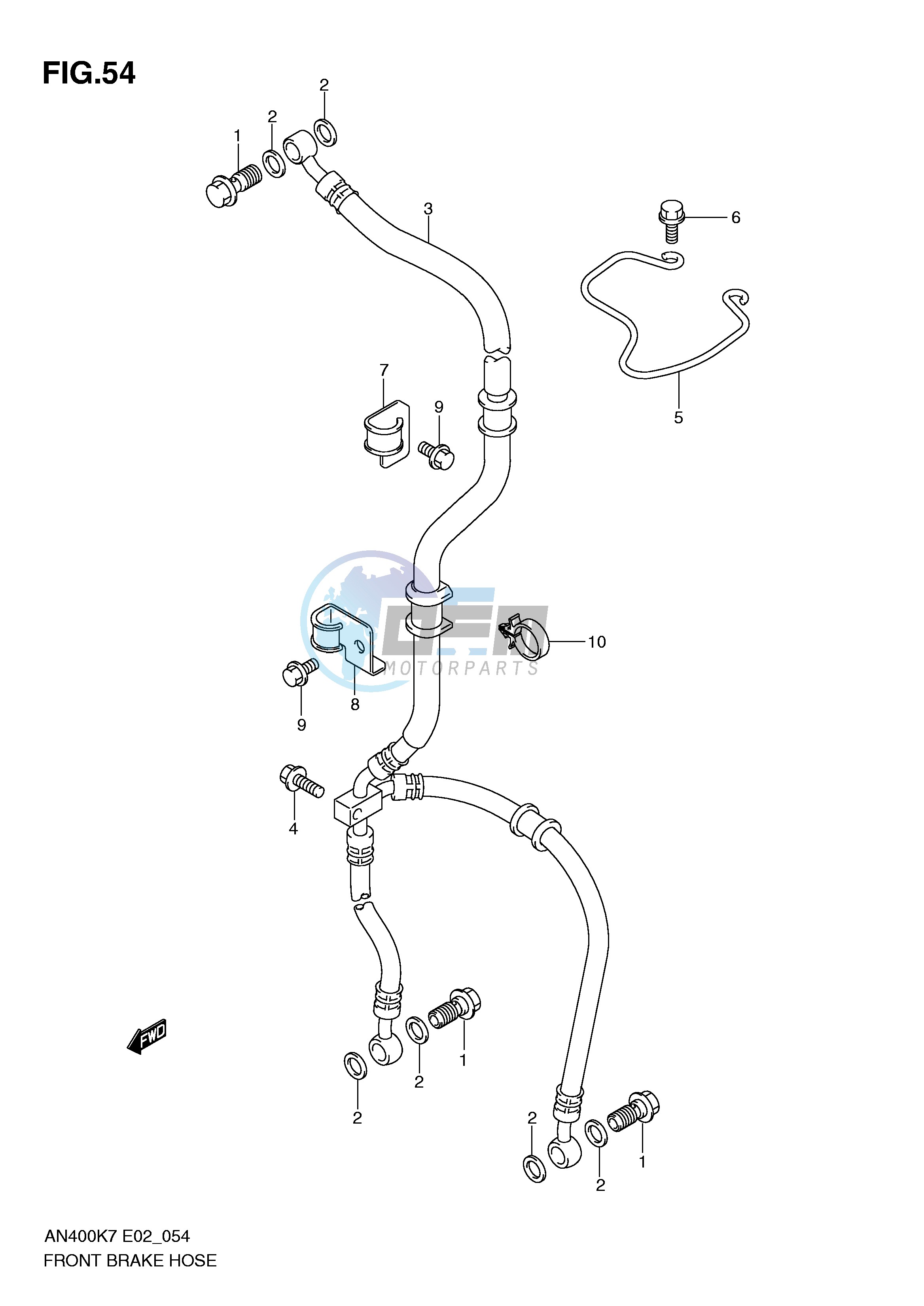 FRONT BRAKE HOSE (AN400K7 ZK7 K8 ZK8 K9 L0)