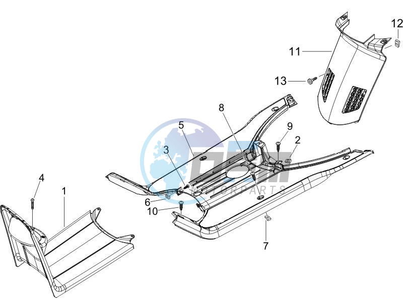 Central cover - Footrests