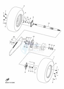 YFM90R (BD3F) drawing REAR AXLE & WHEEL