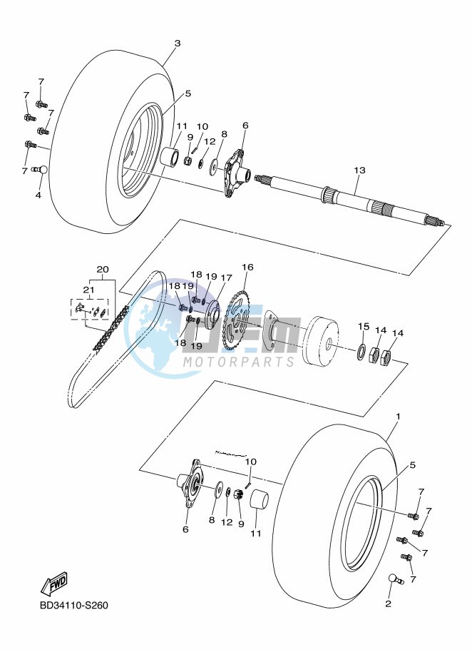 REAR AXLE & WHEEL