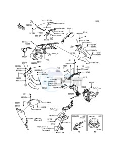 ZZR1400 ABS ZX1400JGF GB XX (EU ME A(FRICA) drawing Cowling(Upper)