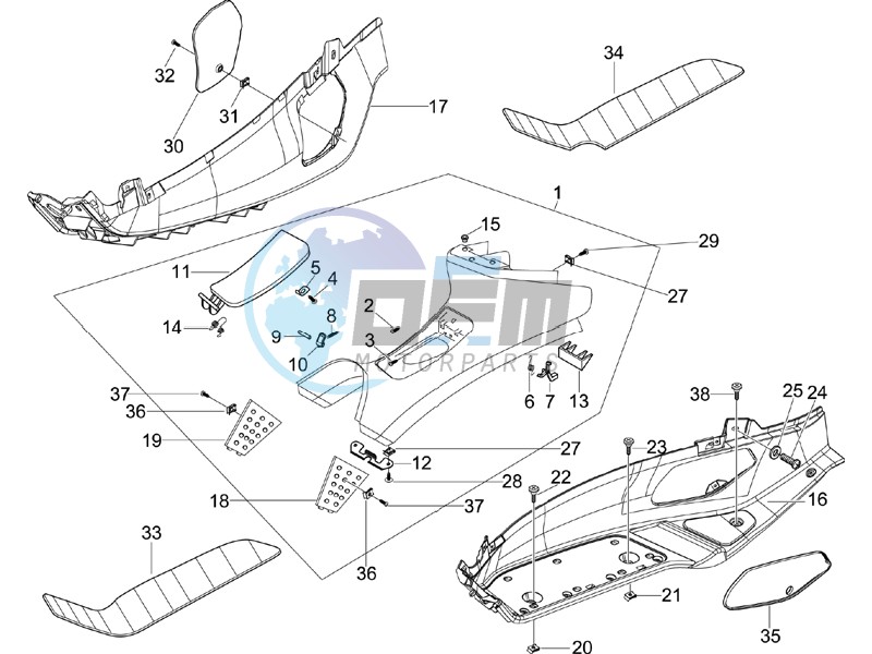 Central cover - Footrests