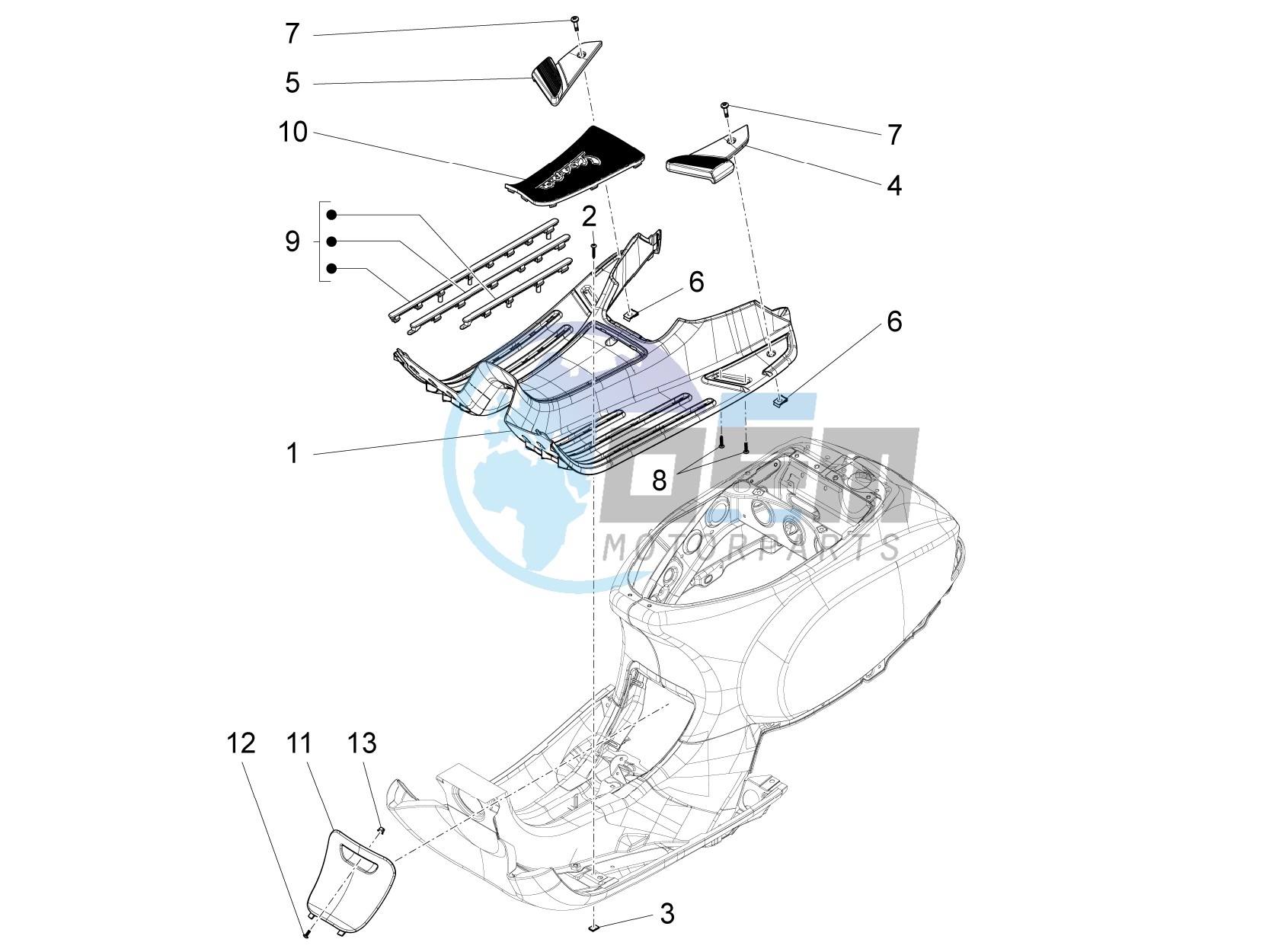 Central cover - Footrests