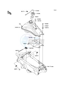 KFX450R KSF450B9F EU drawing Fuel Tank