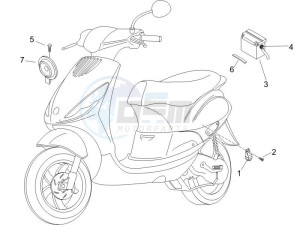 Zip 100 4T 2006-2010 drawing Remote control switches - Battery - Horn