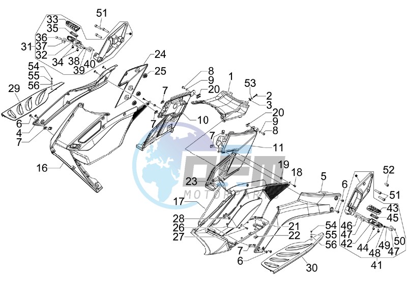 Central cover - Footrests