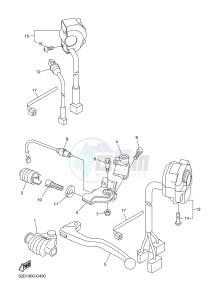 WR250R (32DN) drawing HANDLE SWITCH & LEVER