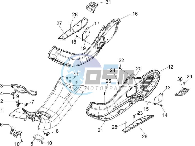 Central cover - Footrests