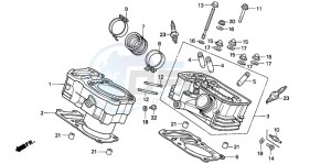 NTV650 drawing CYLINDER/CYLINDER HEAD (REAR)