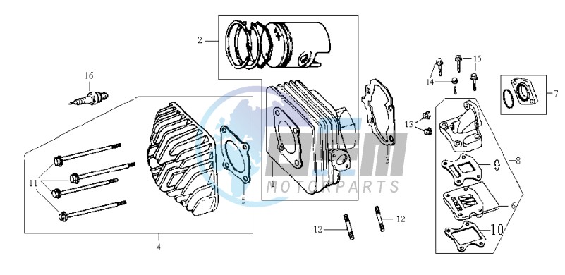 CYLINDER MET PISTON / CYLINDER HEAD