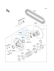 KRF 750 D [TERYX 750 4X4] (D8F) D8F drawing DRIVEN CONVERTER_DRIVE BELT