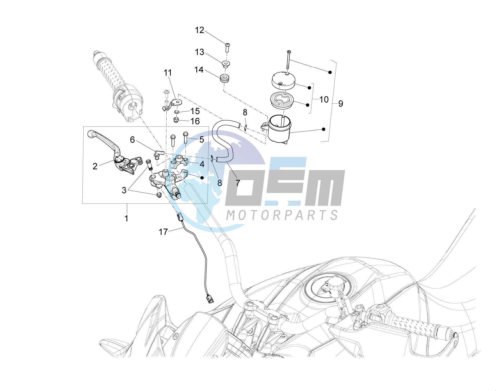 Front master brake cilinder