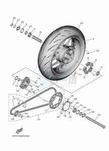 XSR900 MTM890-U (BMS1) drawing REAR WHEEL