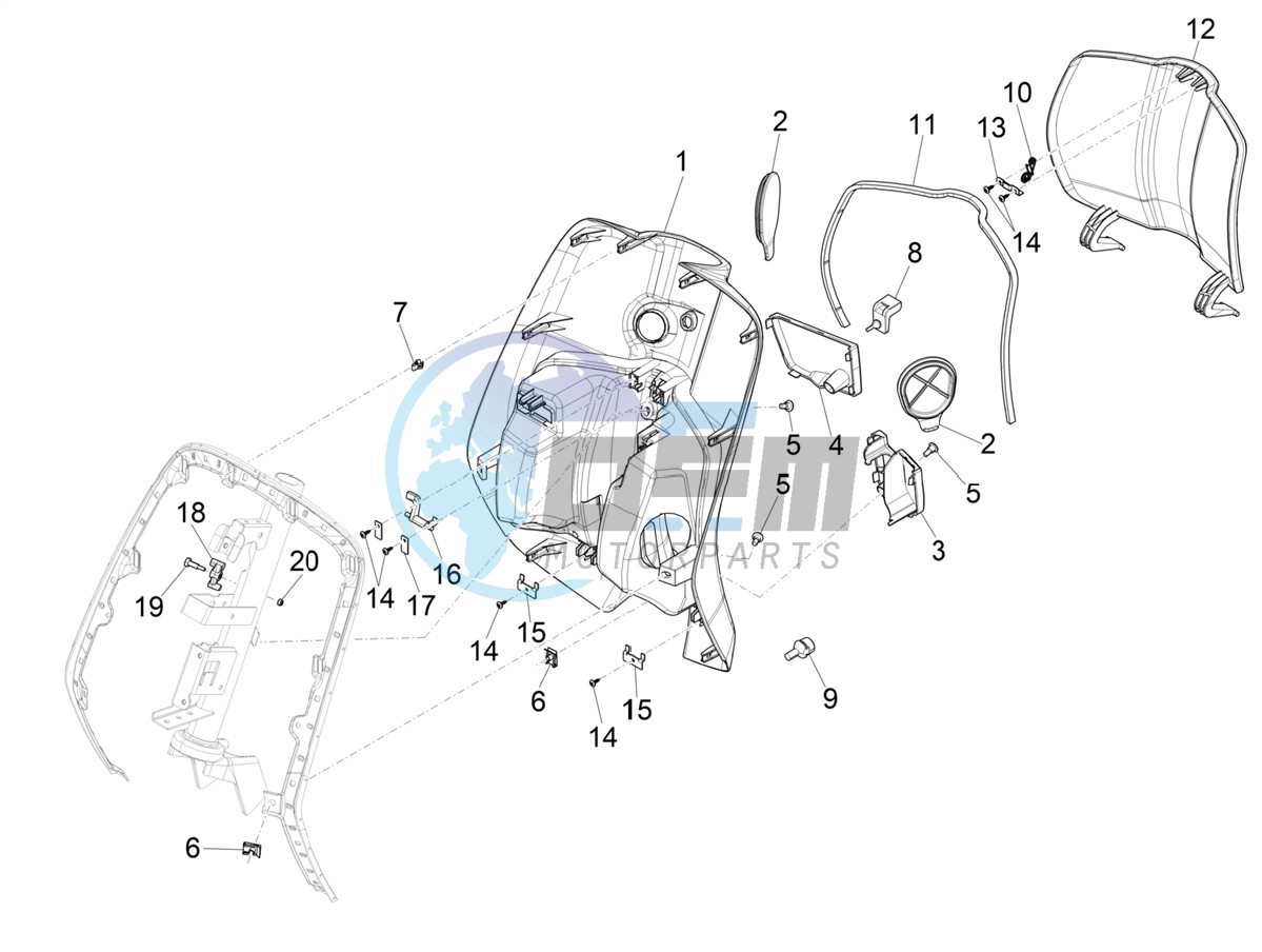 Front glove-box - Knee-guard panel