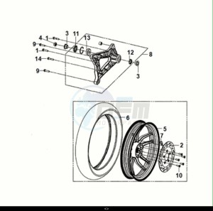 SYMPHONY S 125 (XF12W1-EU) (E5) (M1) drawing REAR WHEEL