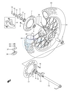 DR350 (E3) drawing REAR WHEEL (MODEL R S T)