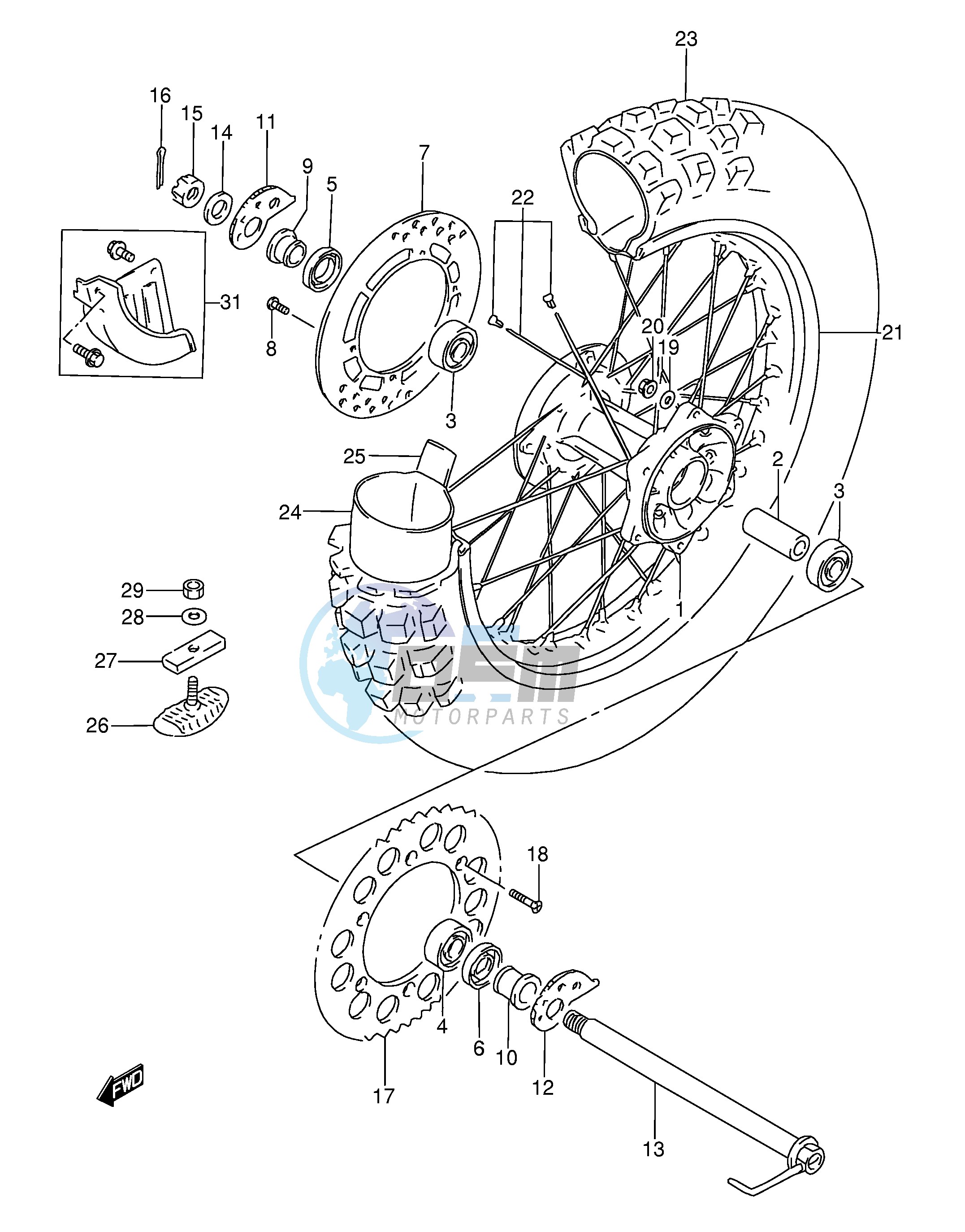 REAR WHEEL (MODEL R S T)