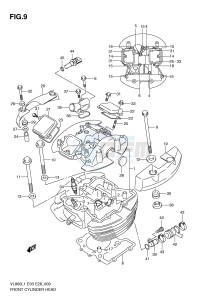 VL800 (E3-E28) VOLUSIA drawing FRONT CYLINDER HEAD (VL800TL1 E28)