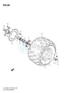 LT-Z400 (E28-E33) drawing LEFT REAR WHEEL (LT-Z400ZL1 E28)